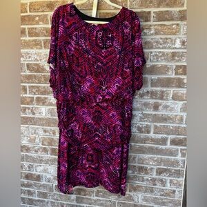 Chico's Pink and Purple Geometric Patterned Dress, Size 4/XXL
